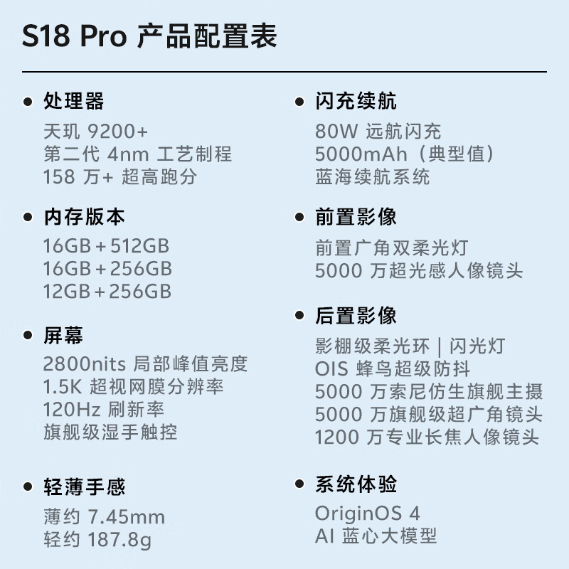 vivo S18pro 16+512G玄黑