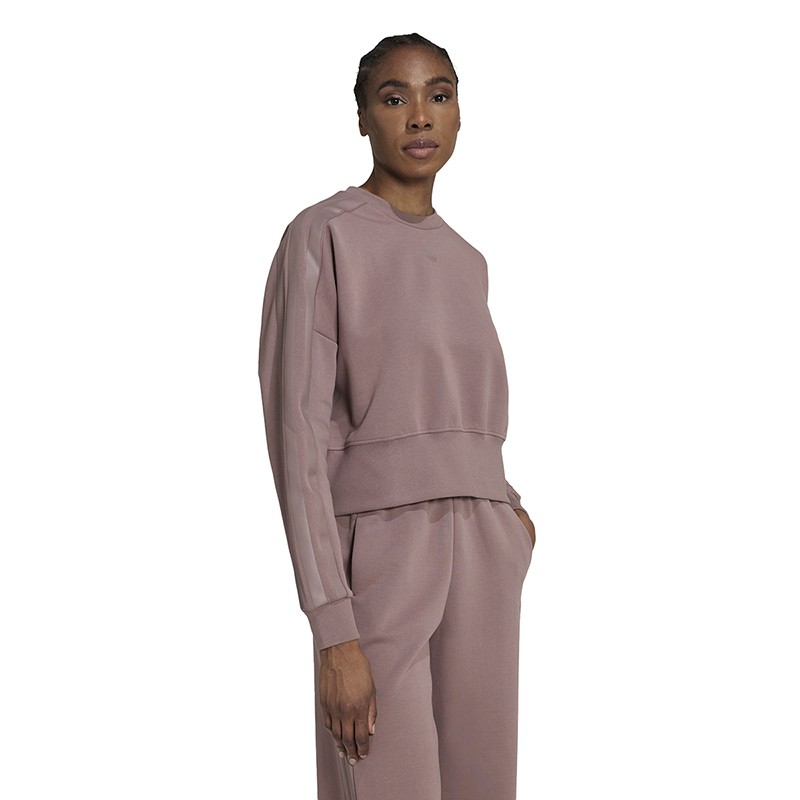 adidas originals 纯色刺绣Logo圆领长袖卫衣 女款 棕色 HM1737
