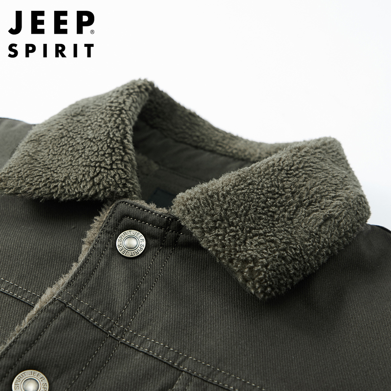 JEEP SPIRIT吉普男士棉衣保暖棉衣男士外套棉服男装加厚加绒棉袄男中青年工装夹克