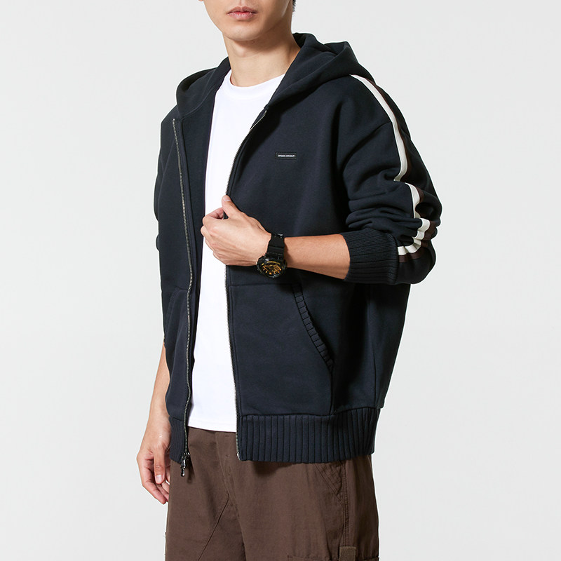 安德玛(under armour)男装外套新款运动服健身训练外套针织连帽夹克6013451-008 ZP 6003937-001/黑色 L