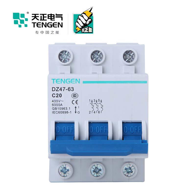 天正电气 DZ47-63 3P C 20A 4.5KA 01060020302 微型断路器