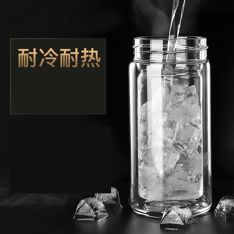 美帮汇双层玻璃杯女士小号保温茶叶杯过滤泡茶隔热便携男加厚水杯子高清大图