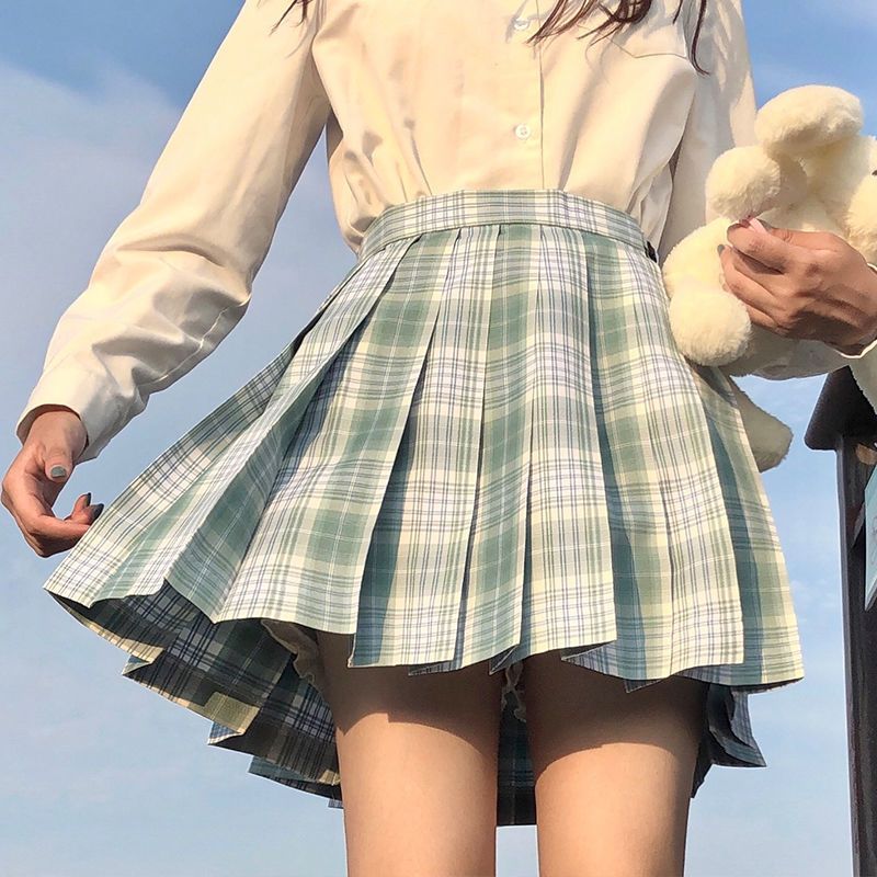 jk制服格子裙女学生裙子初中生少女格裙下半身百搭学院风百褶裙夏树莓