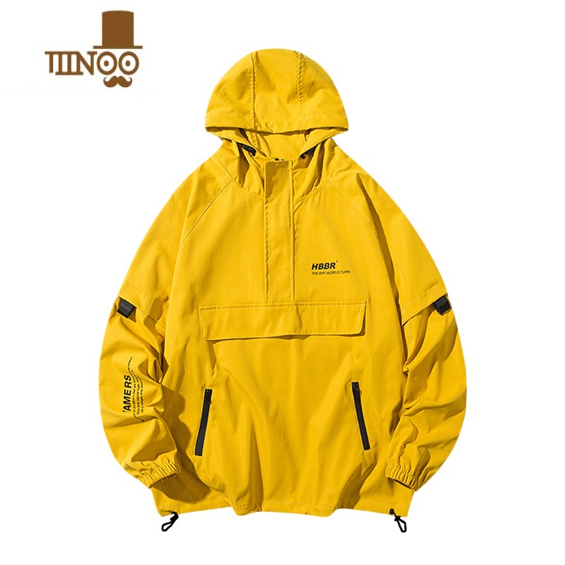 YANXU工装外套男秋季潮牌美式大码棒球服款青少年半拉链冲锋衣夹牌高清大图