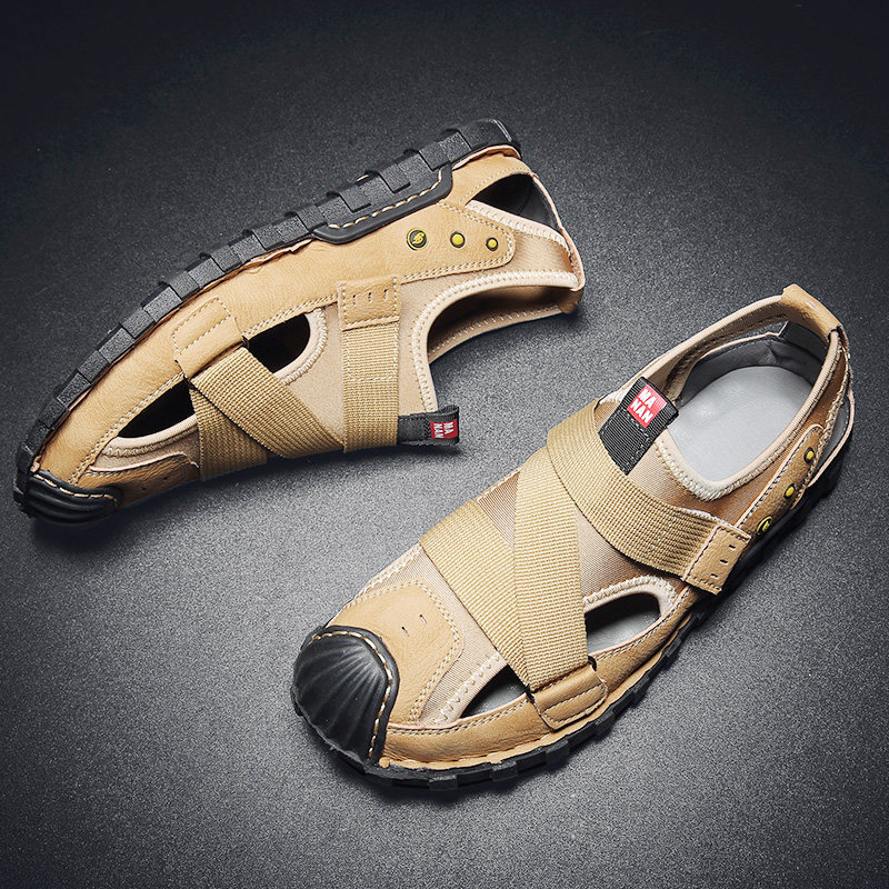 梵克公牛鞋男士手工缝制包头橡胶凉鞋男夏季2021新款外穿休闲软底日常