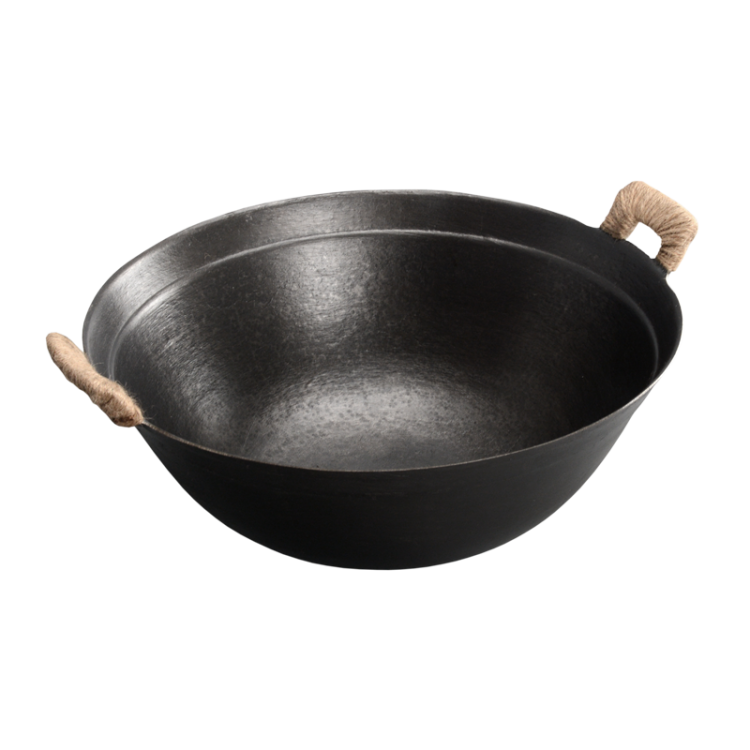 家用老式双耳大铁锅生铁无涂层铸铁锅加深炒锅物理不粘锅|34cm加深