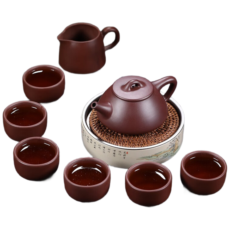 金镶玉 JXY-01 功夫茶具整套茶壶*1+茶杯*6+茶盅*1家用 宜兴紫砂壶220ml(单位:套)高清大图