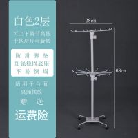 袜子展示架落地旋转展示架子饰品首饰围巾帽子展示架项链挂架多层 白二层加粗(高68cm可自由调层高)