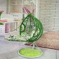 吊篮藤椅粗藤单双人阳台室内小摇篮椅子懒人家用网红秋千吊椅吊床_1 单人绿色脚踏粗腾带扶手