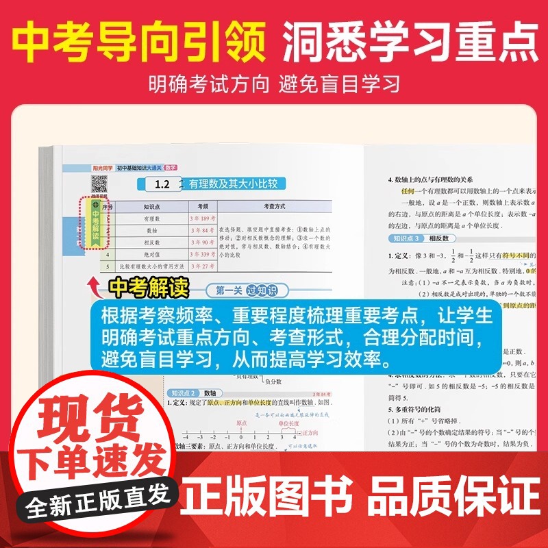 25阳光同学初中基础知识大通关 语文数学英语物理化学政治小四门知识点必背政史地生大盘点小升初七八九年级速记手册中考复习资高清大图
