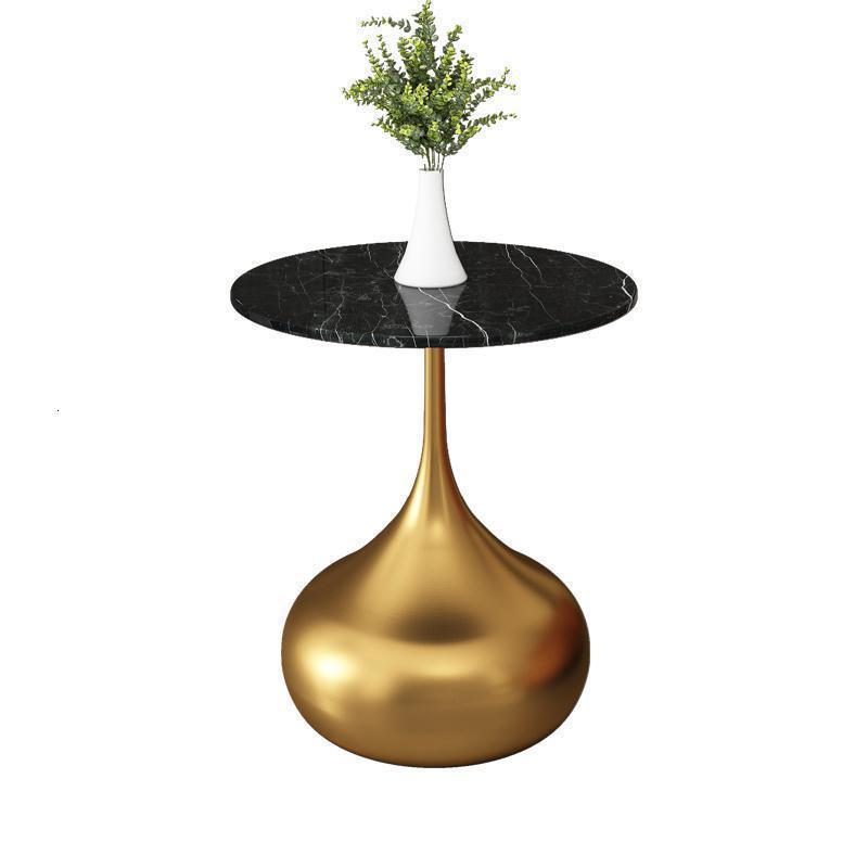 森美人意式简轻奢不锈钢大理石角几酒店小茶几边几沙发边柜客厅床头柜 C-黑白根