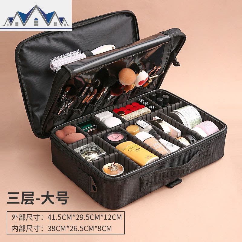 化妆包女大容量便携ins风超火手提旅行收纳箱品专业化妆师跟妆包 三维工匠收纳包图片