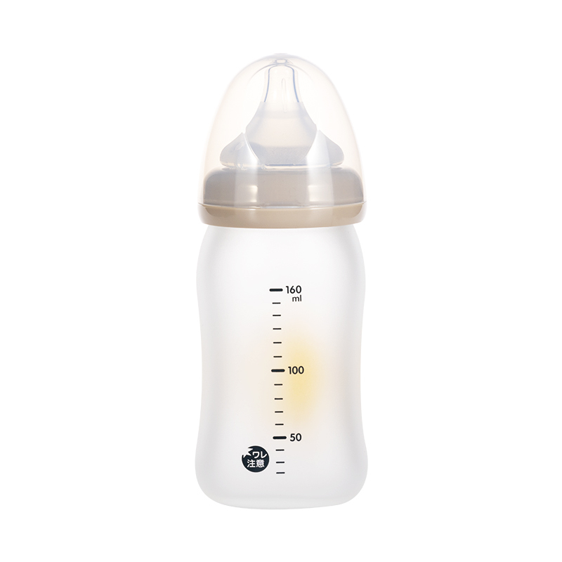 贝亲自然实感宽口径硅橡胶护层彩绘奶瓶160ml(苹果)-00549