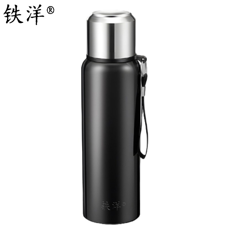 铁洋 黑色全钢智能显温保温杯 1000ML 个高清大图