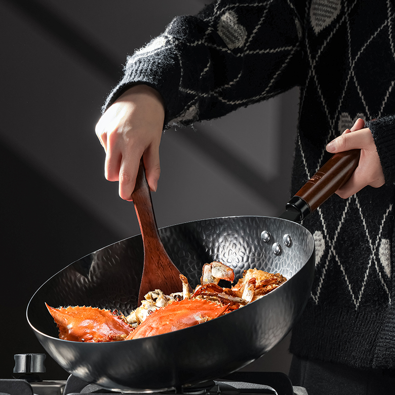 WORLD KITCHEN 精铁锤纹系列炒锅 32cm (带盖) WK-CW32T/KZ/JY高清大图