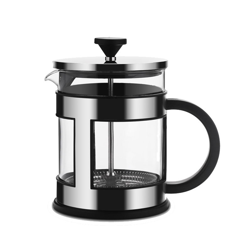 法压壶手冲咖啡壶套装家用烘焙精灵打奶泡玻璃泡茶壶过滤杯冲茶器咖啡器具 D316A黑色600ml[送咖啡勺*1]