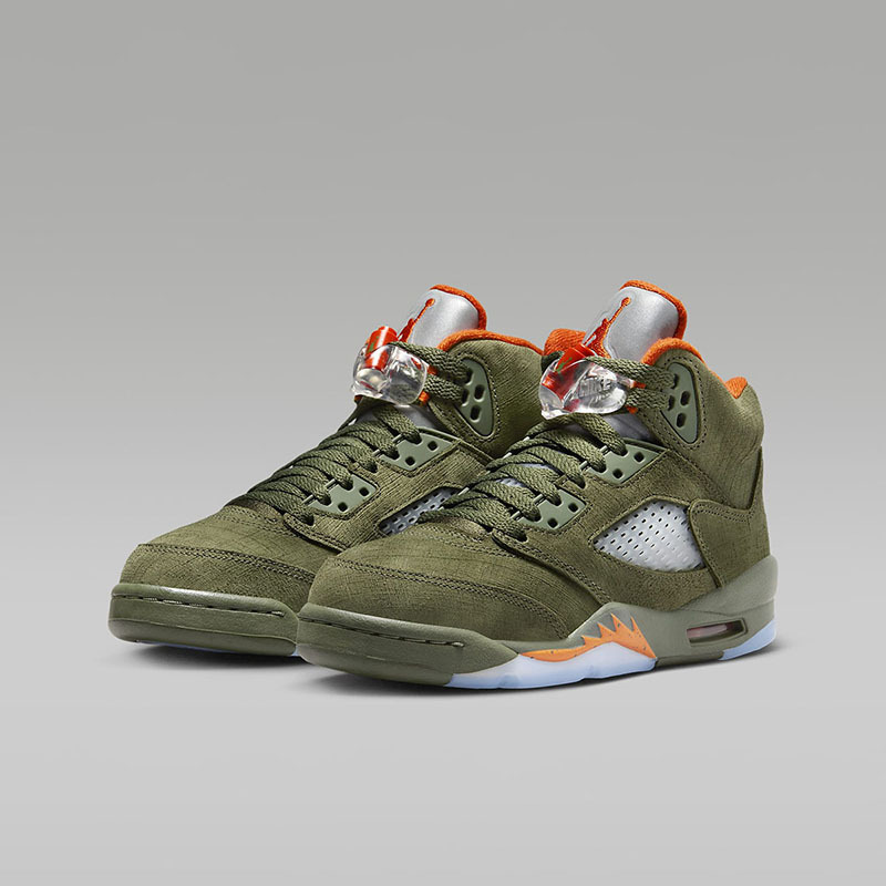 耐克Air Jordan 5 AJ5 军橄榄色高帮复古女款篮球鞋440888-308