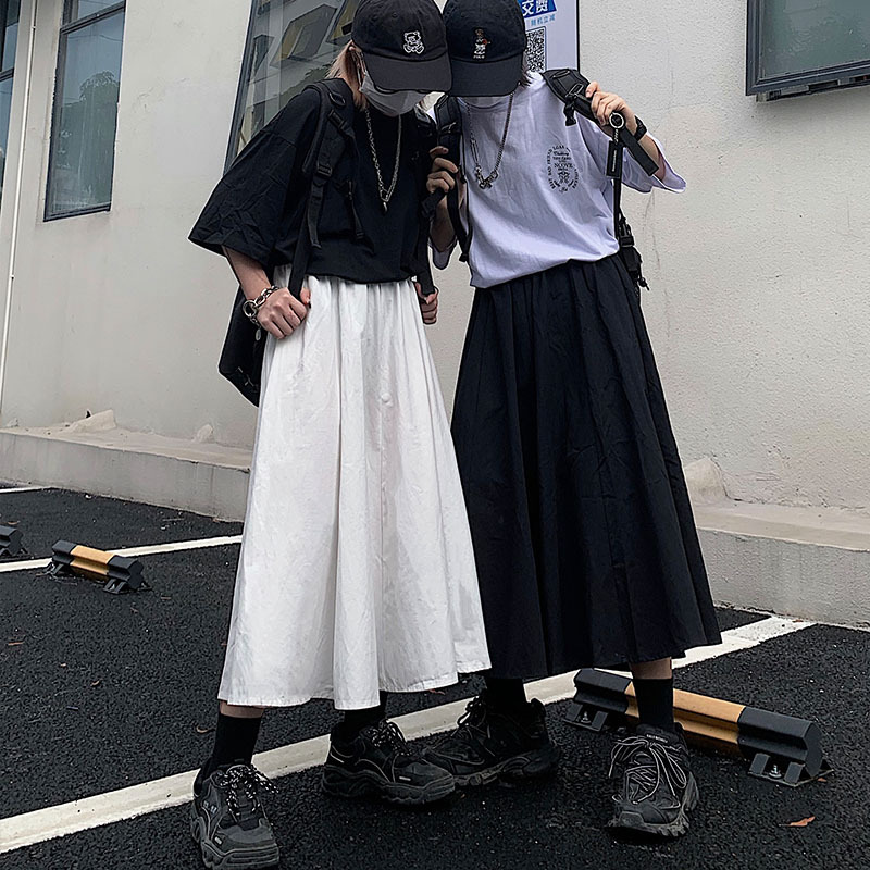 春夏季半身裙2021年新款日系高腰显瘦白色学生a字中长款裙子女潮 白色 均码