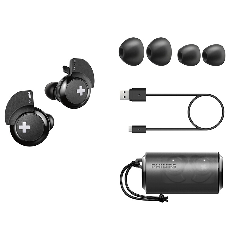 飞利浦（PHILIPS）真无线蓝牙耳机 迷你入耳式立体声耳麦 重低音游戏运动通用耳塞 SHB4385BK