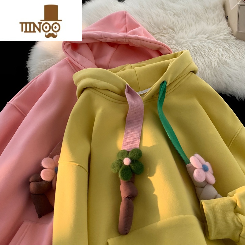 YANXU抽绳连帽卫衣男2023美式复古韩版青春流行宽松百搭设计感上衣连搭高清大图