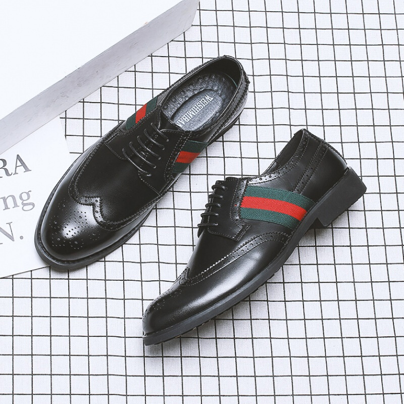 梵克公牛英伦皮鞋男时尚青年人造革洛克鞋子 2020百搭男士正装个性