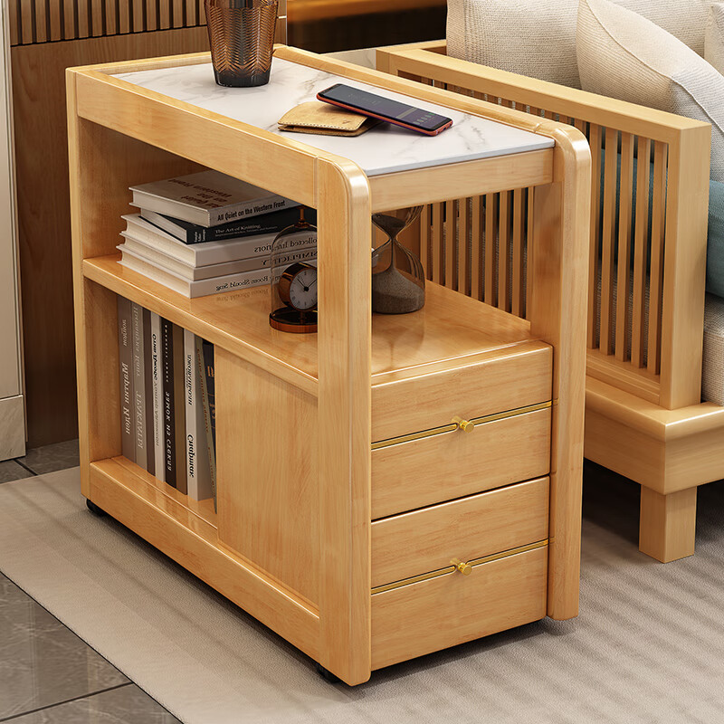 青木川 简约现代实木边几沙发边柜可移动小茶几客厅小户型侧边柜角几茶台置物架茶水柜茶吧机方几高清大图