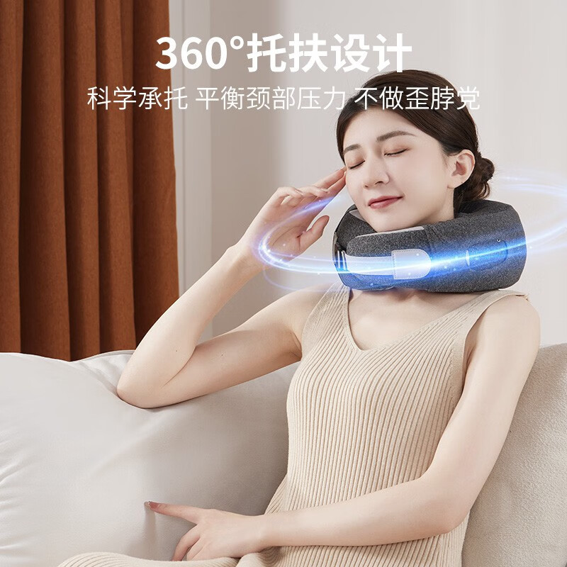 践程颈椎按摩器多档力度家用热敷颈部按摩仪多功能U型颈部按摩枕节日送礼生日礼物UM-4 灰色