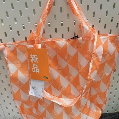 橙色宜家手提购物袋防水袋折叠便携轻薄大容量买菜购物袋超市环保袋子