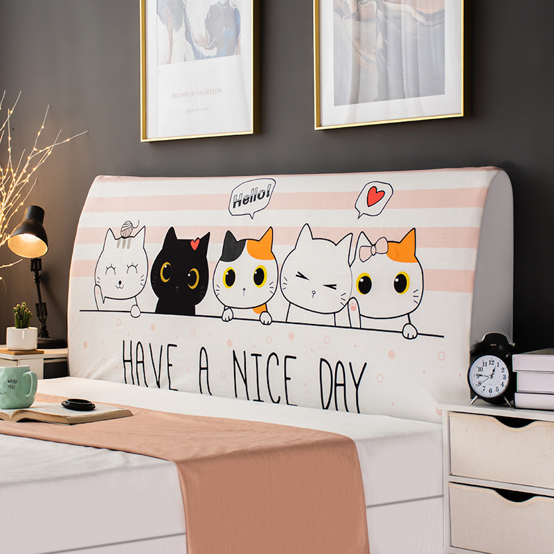 床头套罩北欧风格全包通用防尘软包保护床靠背简约现代木 迷雾彩云 高度50-65*长度220cm通用款高清大图