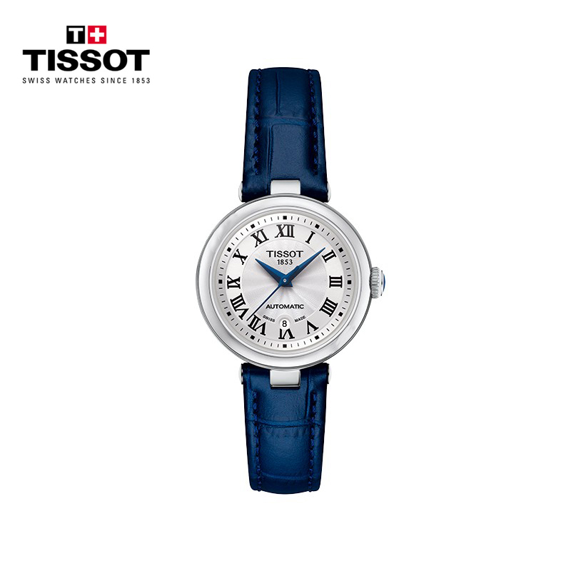 瑞士Tissot天梭小美人蓝色皮带机械女表T126.207.16.013.00 T126.207.16.013.00