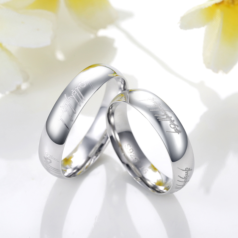 阡陌925银情侣魔戒指环王 男女士戒指韩版个性时尚对戒尾指刻字创意