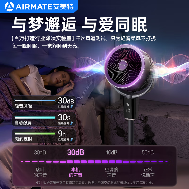 艾美特(AIRMATE)空气循环扇家用电风扇负离子净化落地扇宿舍卧室办公室空调伴侣 FA18-SRDI210 语音+遥控高清大图