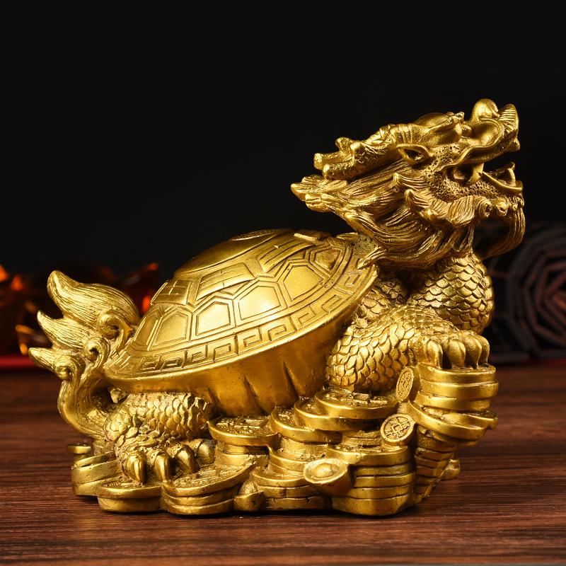美帮汇龙龟摆件 铜龙头龟摆件龙龟帽母子龙龟八卦龙龟家居高清大图