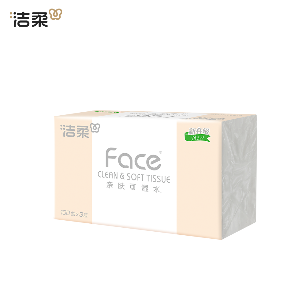 洁柔抽纸 粉Face系列 三层100抽*24包 中规格 面巾纸 餐巾纸 擦手纸 整箱销售高清大图