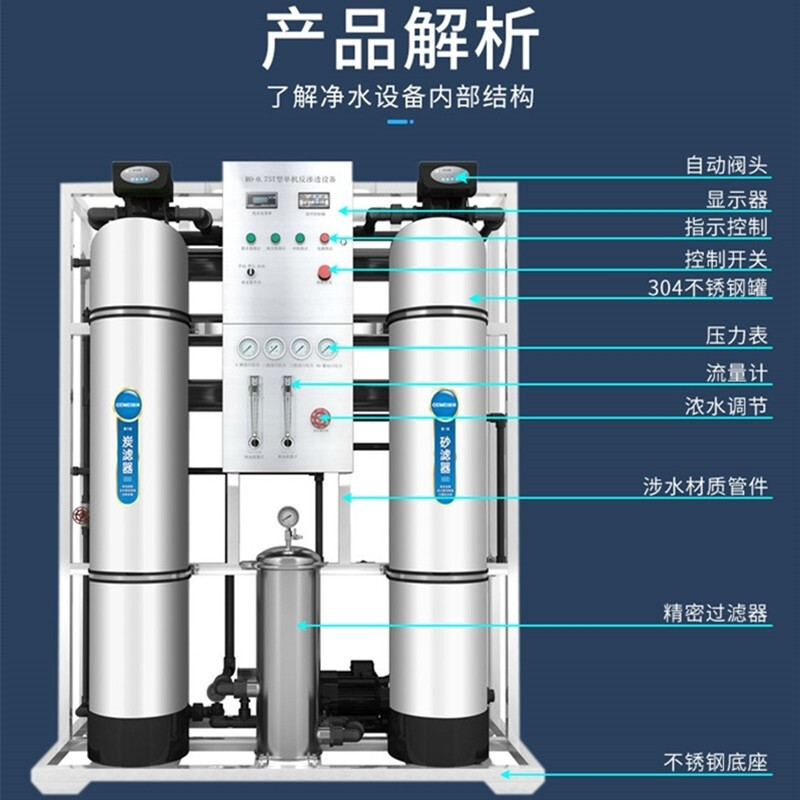 希力0.25T/H三级不锈钢大型工业净水器水处理设备纯水机地下水井水水质处理器学校医院小区餐饮工厂农村商用直饮水机
