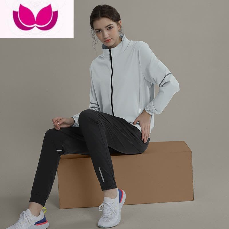 七斓运动服女跑步套装休闲宽松健身衣服胖mm晨跑房大码长袖速干衣图片