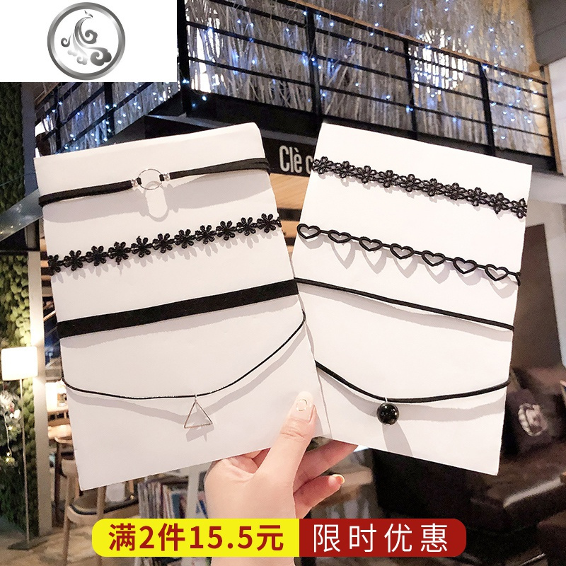 日韩choker原宿颈绒带项圈蕾丝颈带短款锁骨链女朋克脖子饰品项链_1高清大图