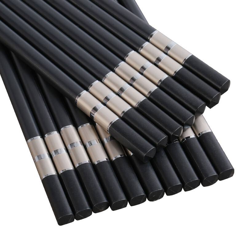 拾画合金筷子不锈不发霉耐高温合金筷10双装礼品家用酒店日式筷子银