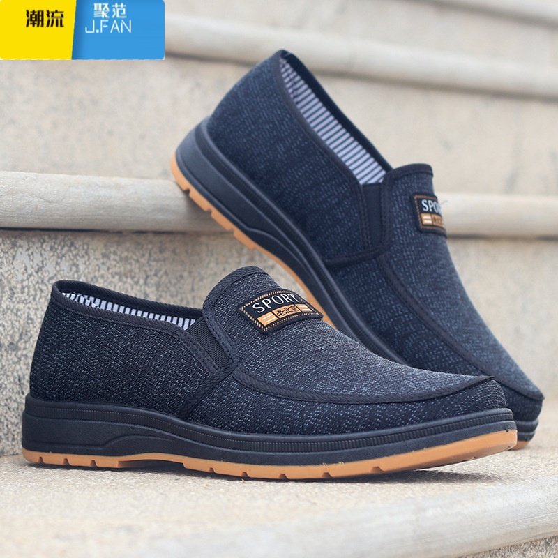 聚范老北京布鞋男透气厚底软底中老年老人爸爸鞋轻便防滑大码休闲男鞋高清大图