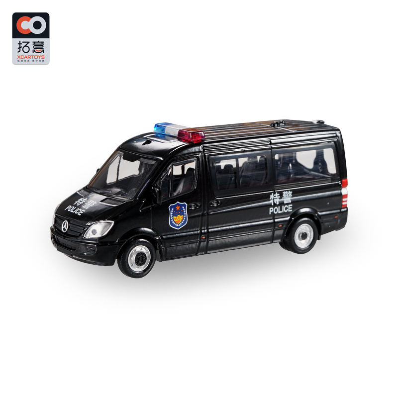 星弗车模玩具 xc 微缩摄影1/64奔驰凌特警车模型 香港警车冲锋车