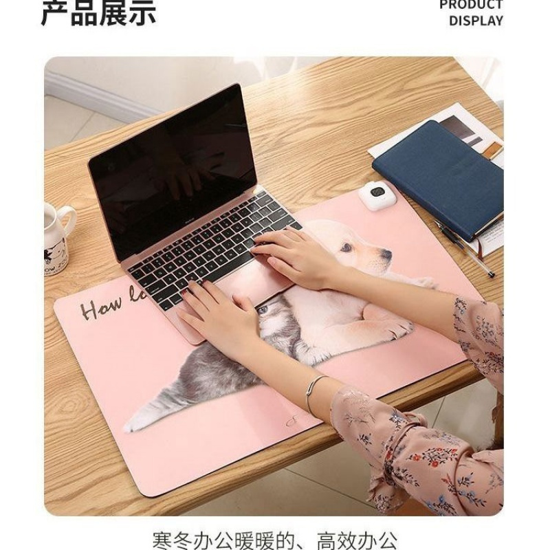 冬季暖桌垫发热桌垫学生时尚暖手桌垫电脑办公发热鼠标垫加热桌垫 [按钮]兔子女孩款