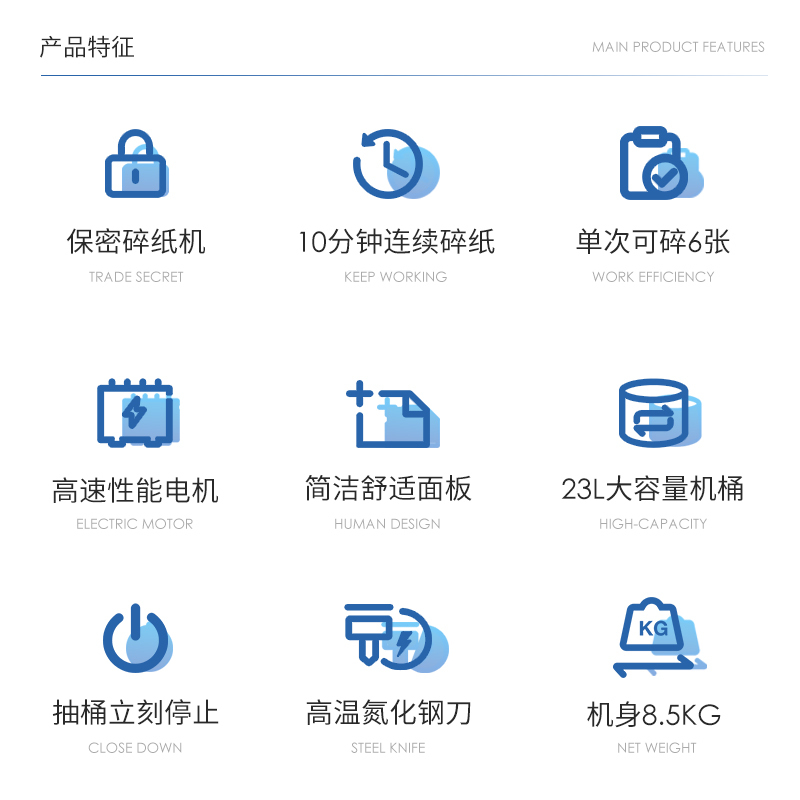 得力(deli)碎纸机 23L大容量办公商用粉碎机 米粒级高保密碎纸机14432