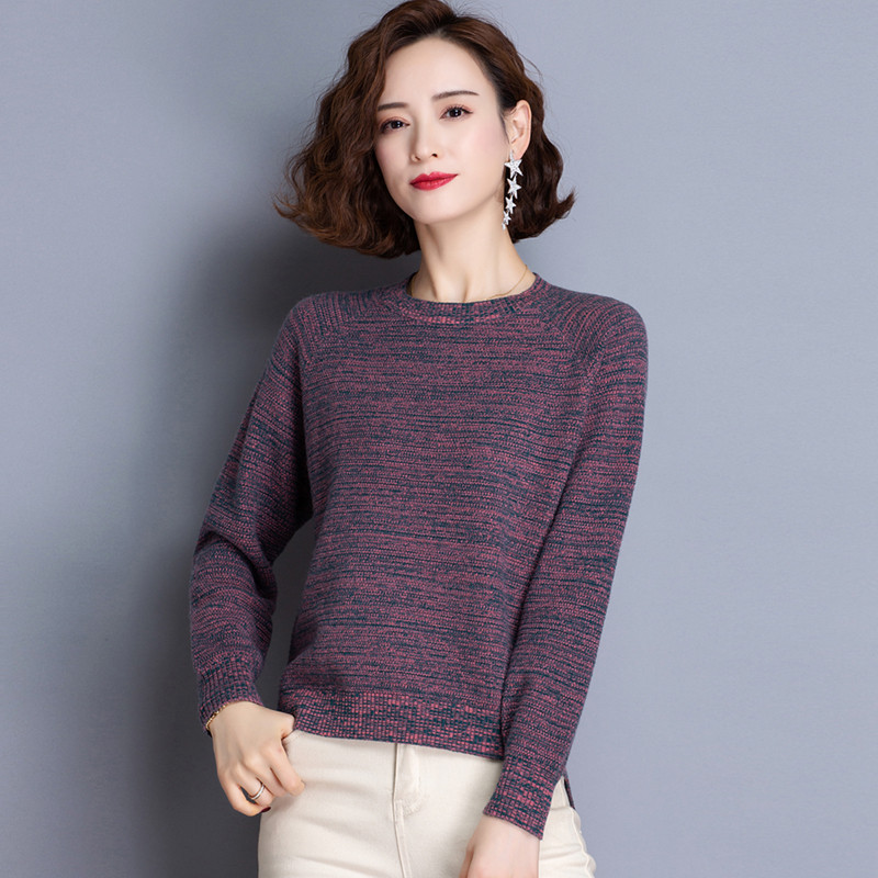 免费试穿2019秋冬新款半高领羊绒衫女短款套头山羊绒针织衫羊毛衫打底毛衣专柜正品品牌羊绒衫 89571花紫 M