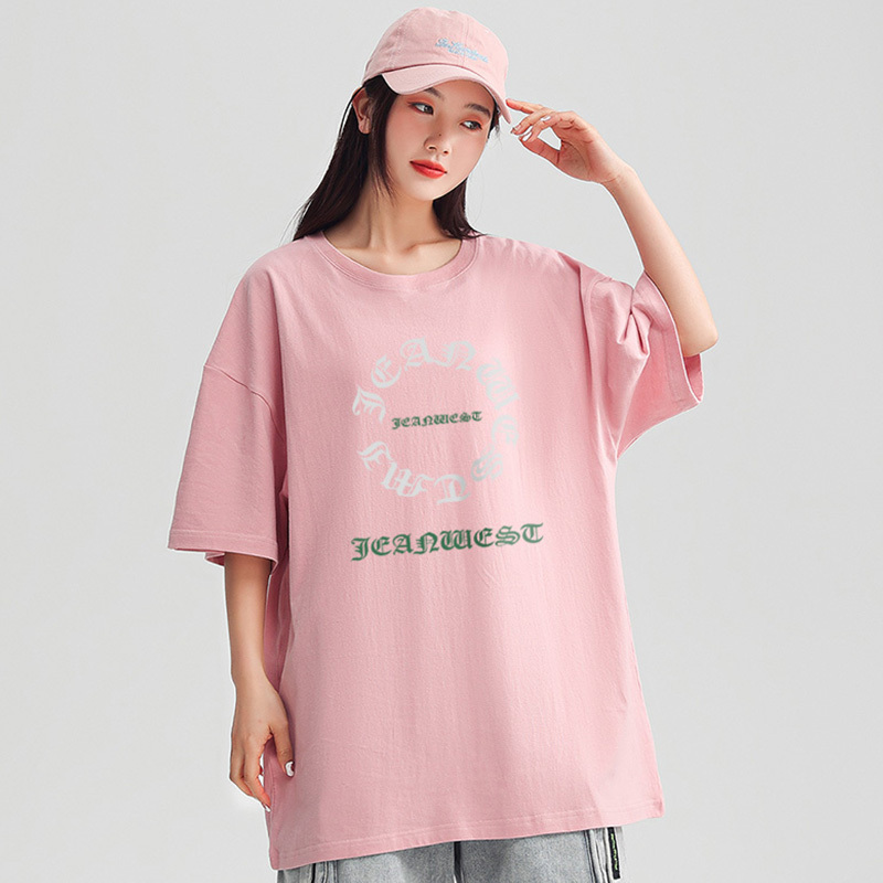 真维斯正肩短袖t恤女纯棉宽松夏季学生潮韩版设计感小众上衣半袖