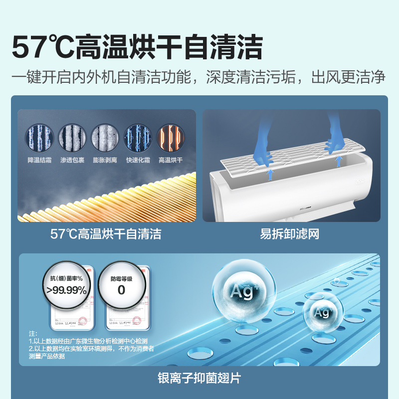 海信 1.5匹 新三级变频 急速冷暖 APP控制 防直吹 家用 省电 卧室 空调挂机 KFR-35GW/E370-X3