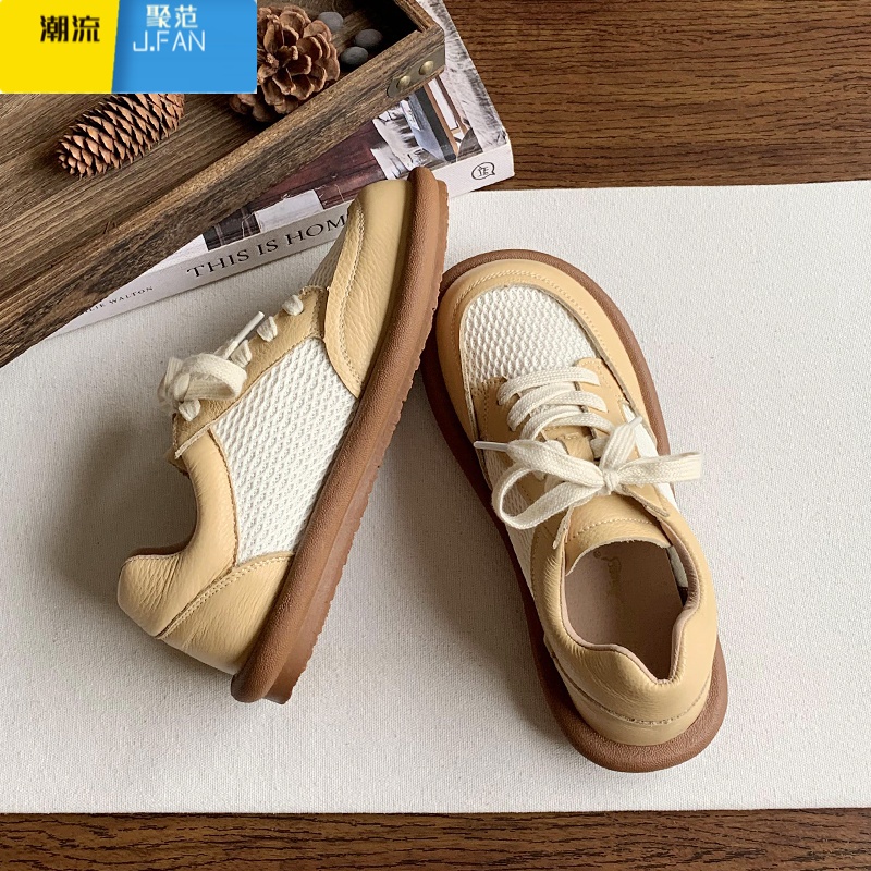 聚范鞋子软底小白鞋女2024年秋季新款网面板鞋学生休闲运动鞋高清大图