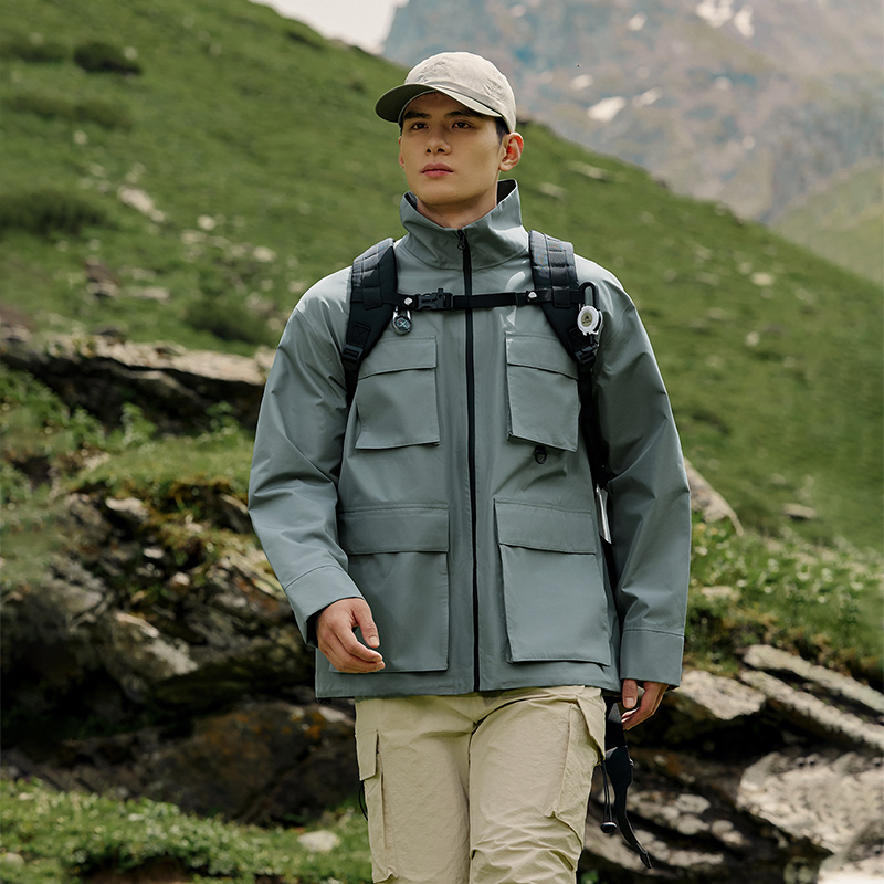 361°冲锋衣男新款男士防水立领硬壳冲锋衣户外运动登山服 云杉绿 L