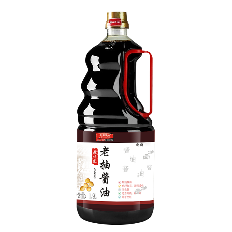 老才臣(LAOCAICHEN) 老抽酱油1900ml/1.9L桶 大桶家常红烧排骨上色调料酿造酱油