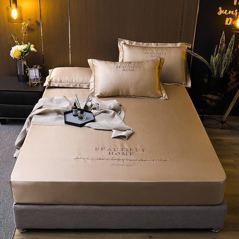 美帮汇夏季冰丝凉席三件套可水洗折叠1.5m1.8米床单人宿舍软席子床笠款 首尔-冰丝凉席(咖);床笠款 1.5m（5英尺）床