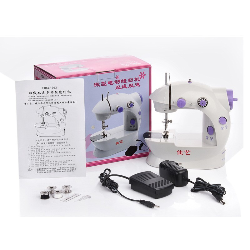 202缝纫机家用小型电动多功能迷你便携吃厚台式脚踏裁缝机 三维工匠